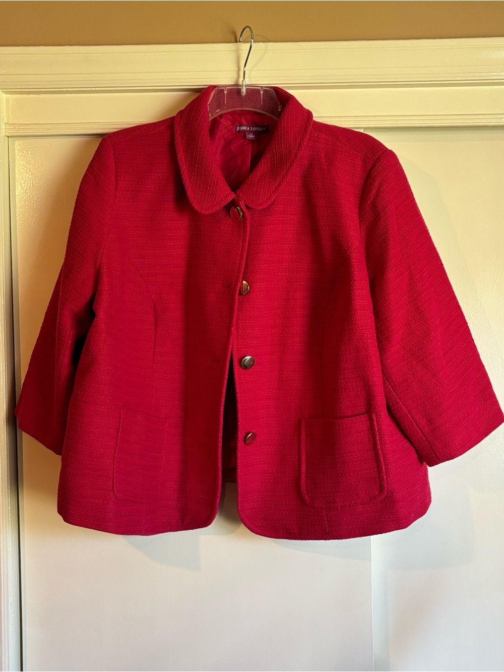 Jessica London Women’s Red with Gold Button-Front Jacket